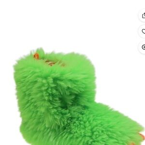 Fluffy Green Kids Boots